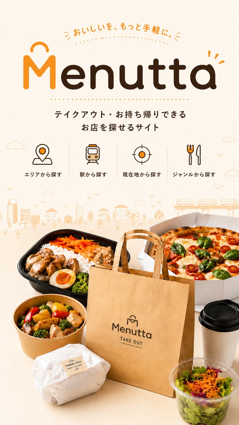 Menutta（メニュッタ）テイクアウト検索 — おいしいを、もっと手軽に。テイクアウト・お持ち帰りできるお店を探そう